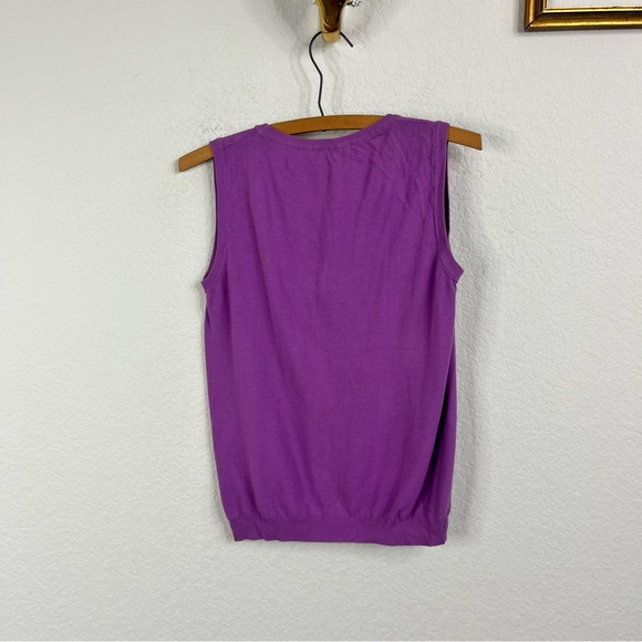 Leonard Paris Knit Jewel Tone Cotton Sleeveless Shell Sweater - Picture 4 of 8